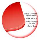 Aparador Decorativo Laqueado Arredondado Com Vidro 140cm - Pé