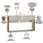 Aparador Decorativo Para Sala De Estar 02 Gavetas 136 Cm Ambe