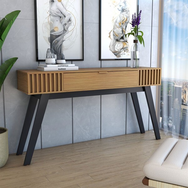 Aparador Deluxe 1 Gaveta Ripado Noce Milano - Panorama Móveis