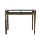 Aparador Dourado Havana Em Aço Com Tampo De Vidro 1,00x0,35m