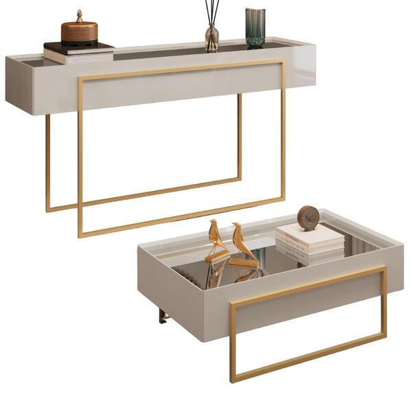 Aparador E Mesa Centro Kika Pes Metal Kika Dj Moveis