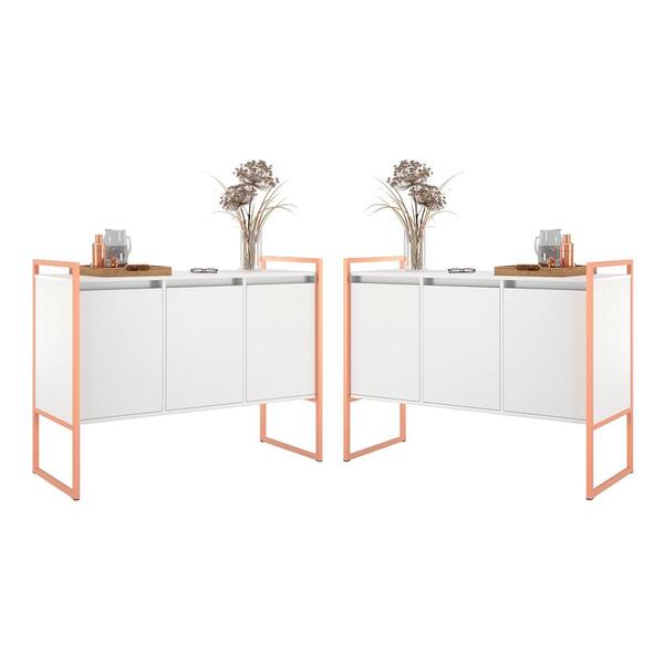 Aparador Estilo Industrial Buffet Com 3 Portas 2 Unidades