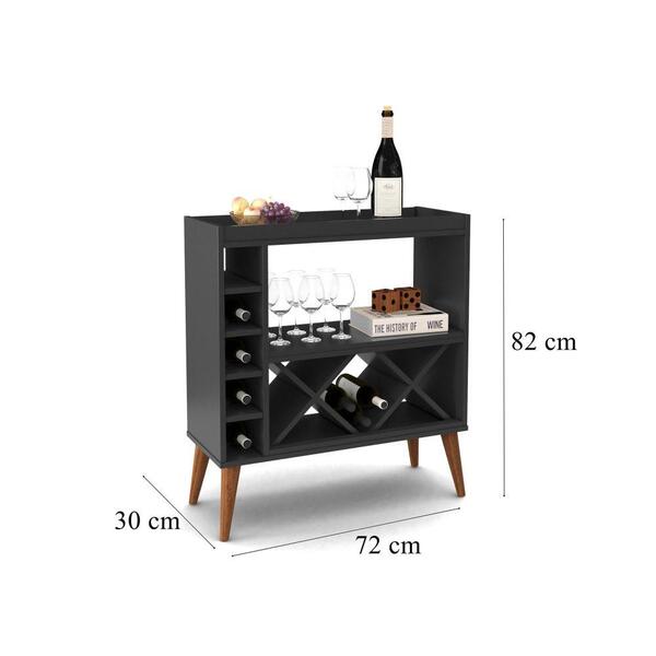 Aparador Estilo Retrô Pés Palito Adega Bar Label - Preto