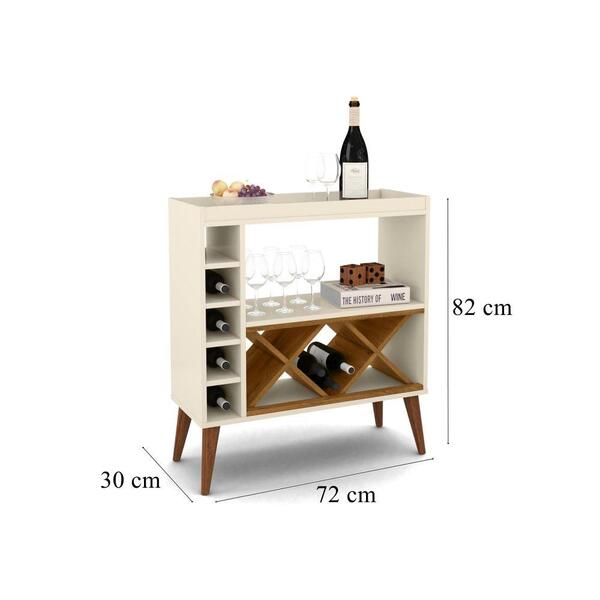 Aparador Estilo Retrô Pés Palito Adega Off White Com Freijó