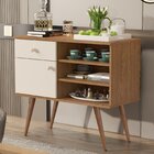 Aparador Ferrari 1 Gaveta 1 Porta 3 Nichos Com Vidro 38cm Pés