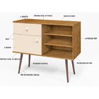 Aparador Ferrari 1 Gaveta 1 Porta 3 Nichos Com Vidro 38cm Pés