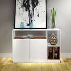 Aparador Folhas Branco E Madeirado