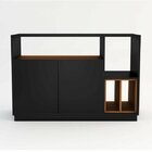 Aparador Folhas Preto E Madeirado