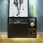 Aparador Folhas Preto E Madeirado