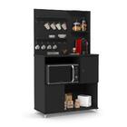 Aparador Grande De Cozinha 90cm X 157cm Preto Acetinado Olive