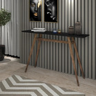 Aparador Hall De Entrada  Preto  Pés Em Madeira Apaluza