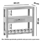 Aparador Ilha 80cm Madeira Maciça Natural C/ Gaveta