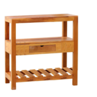 Aparador Ilha 80cm Madeira Maciça Natural C/ Gaveta