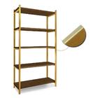 Aparador Industrial 5 Prateleiras 90 Cm Imbuia Dourado Garen