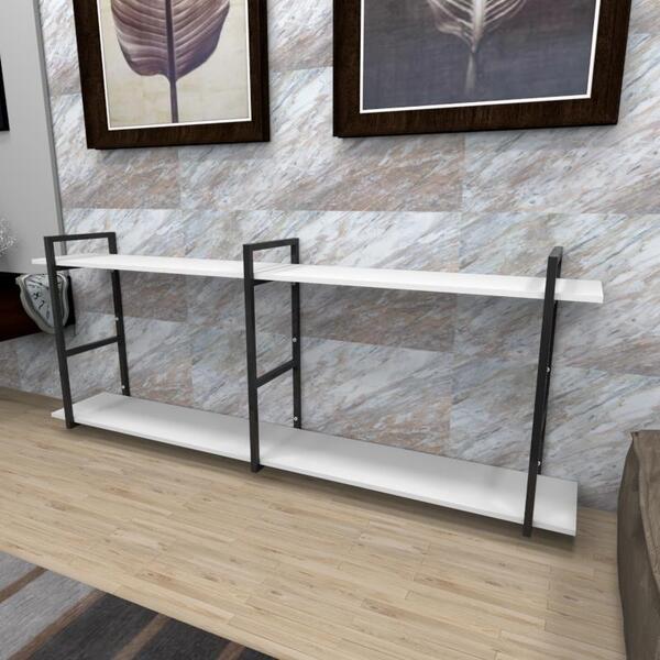 Aparador Industrial Aço Preto 180x30x68cm Branco Ind37bapr