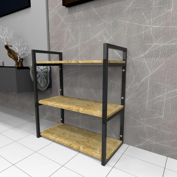 Aparador Industrial Aço Preto 60x30x68cm Osb Ind25osbapr