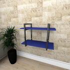 Aparador Industrial Aço Preto Mdf 30cm Cor Azul Ind02azapr