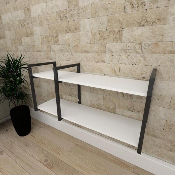 Aparador Industrial Aço Preto Prateleiras 30cm Cor Branca Ind