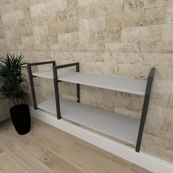 Aparador Industrial Aço Preto Prateleiras 30cm Cor Cinza Ind1