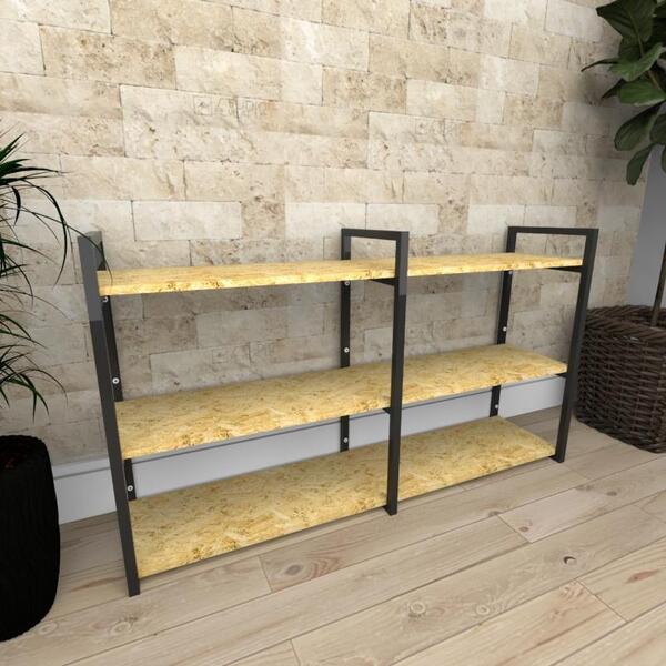 Aparador Industrial Aço Preto Prateleiras 30cm Osb Ind11osbapr