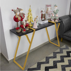 Aparador Industrial Brooklyn Preto Base Metálica Dourado - D'