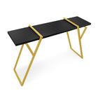 Aparador Industrial Brooklyn Preto Base Metálica Dourado - D'