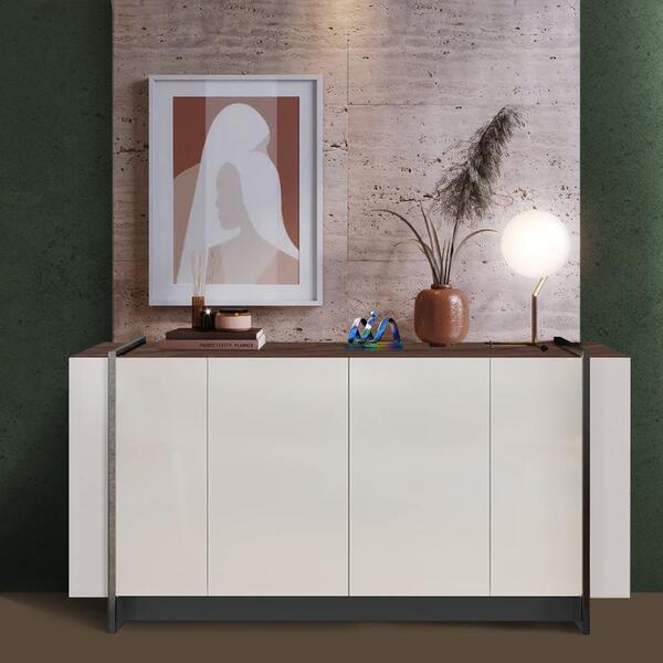 Aparador Industrial Off White Nogueira Real Preto Fosco Dust