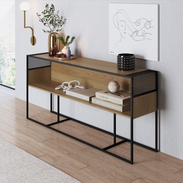 Aparador Industrial Retrô Com Nicho Madeira/aço 160cm York Ha