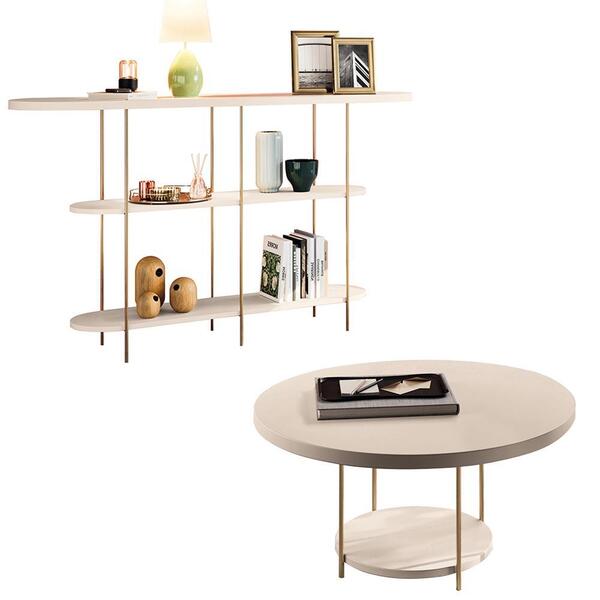 Aparador Intinity E Mesa De Centro Sky Com Tampo Em Mdf - Hb