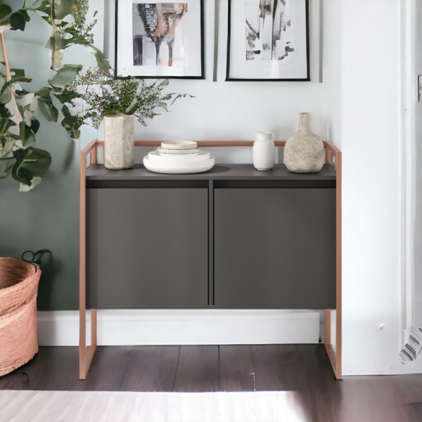 Aparador Junior Luxo 2 Portas Preto Cobre