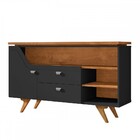 Aparador Lyon 1 Porta 2 Gavetas Preto Fosco/naturalle - Móvei