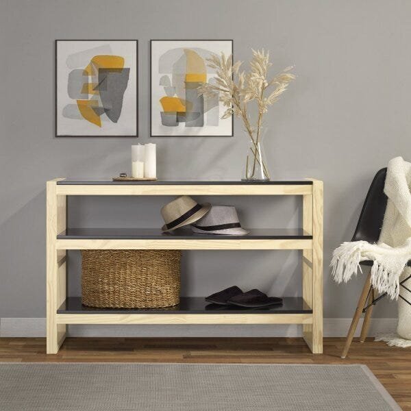 Aparador Madeira Maciça Guará Yescasa Preto/natural