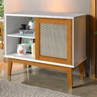 Aparador Maine 1 Porta Rattan Sintético Branco Madeira
