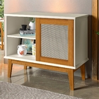 Aparador Maine 1 Porta Rattan Sintético Off White Madeira