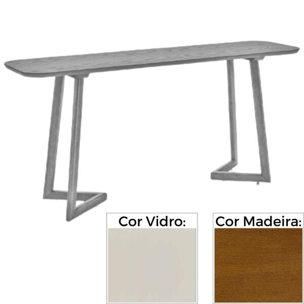 Aparador Mh-5345 Herval 160 Cm Madeira Amêndoa Vidro Off Whit