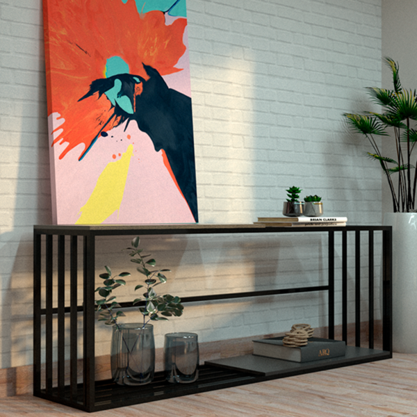 Aparador Moderno Estilo Industrial Engaste 200x50x90 Cor Mdf