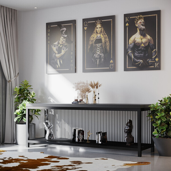 Aparador Moderno Estilo Industrial Lines 150x50x90 Cor Mdf Pr