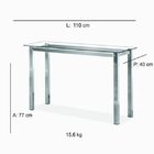 Aparador Moderno Tampo Vidro 8mm Base Aço Cromado 110cm Croma