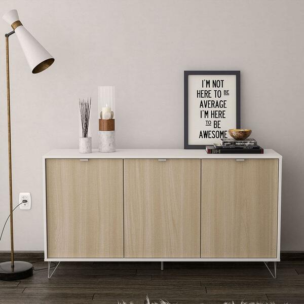 Aparador Montreal 3 Portas 3 Prateleiras Com Pés De Metal Pol