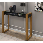 Aparador New Glass Pés Madeira Maciça - Preto