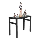 Aparador Para Cozinha Retangular Preto Tampo De Vidro