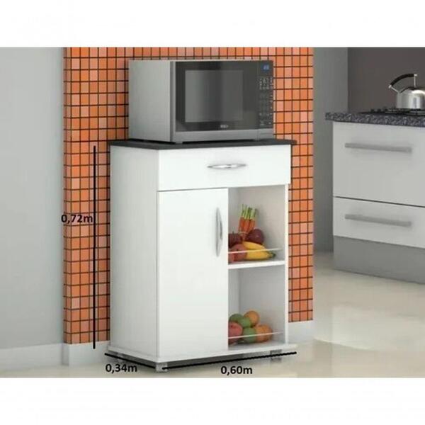 Aparador Para Micro-ondas Para Lavanderia Com Tampo Preta