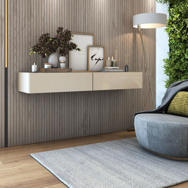 Aparador Para Sala 2 Gavetas Suspenso De Parede Eros 1,10mt O