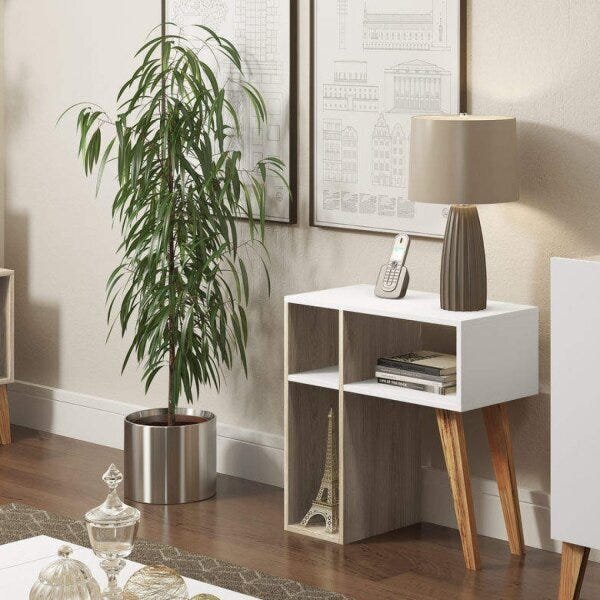 Aparador Para Sala 3 Nichos Leaves Be Mobiliário Aveiro/branco