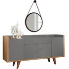Aparador Para Sala Buffet Havana Freijó Cinza B01 Com Espelho
