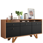 Aparador Para Sala Buffet Valentim B01 Preto Nature Com Espel