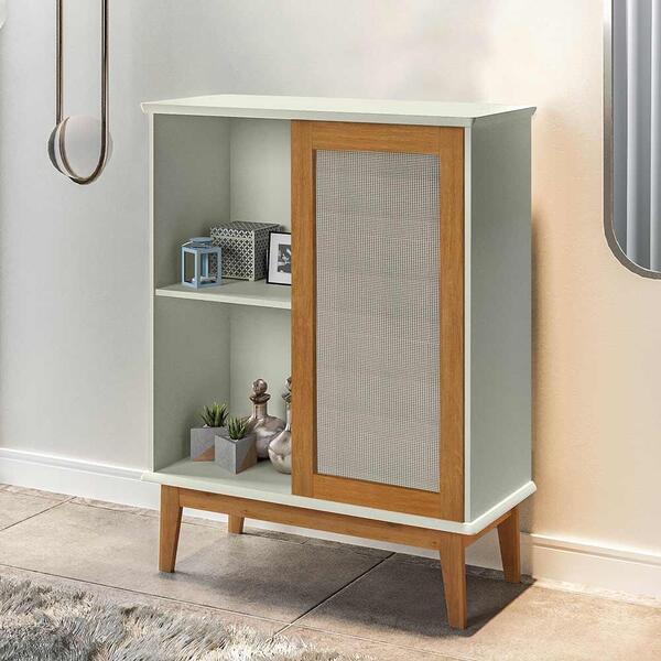 Aparador Para Sala Com Prateleira 1 Porta Off White Madeira D