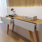 Aparador Para Sala De Estar 2 Gavetas 133cm Aros Off White/na