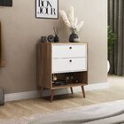 Aparador Para Sala De Estar 2 Gavetas Gael Branco/nogal