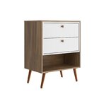 Aparador Para Sala De Estar 2 Gavetas Gael Branco/nogal